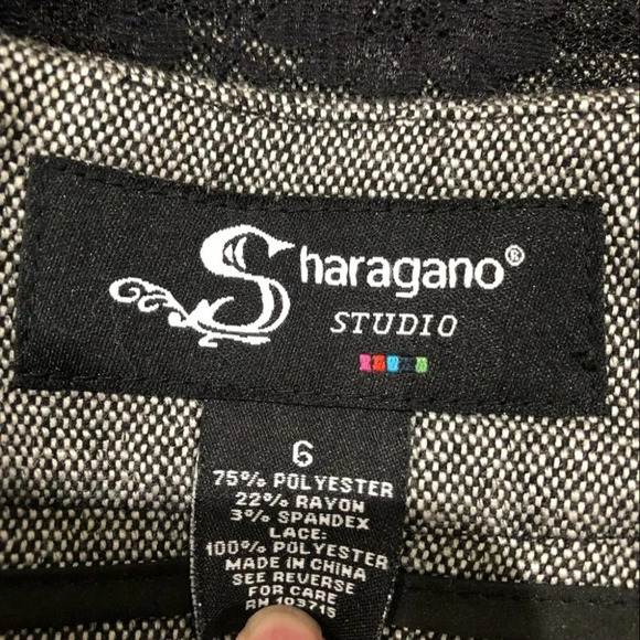 Sharagano grey with black lace tiered skirt Size 6 - Picture 4 of 7